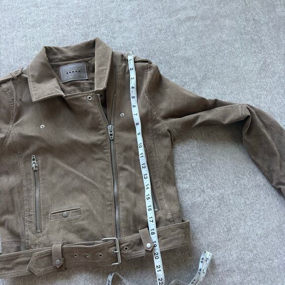 $198 Blank NYC Tan Suede Leather Moto Jacket - Picture 7 of 8